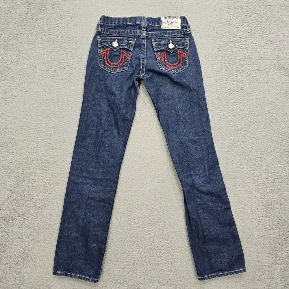 True Religion Girls Jeans Size 12 Blue Denim Bootcut Cotton USA Fabric Kids